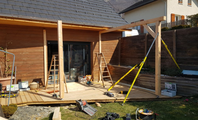  2021 Mars - Pergola en Mélèze sur Verel Pragondran (Savoie - 73), Chambéry, STRUCTURES BOIS & Compagnie