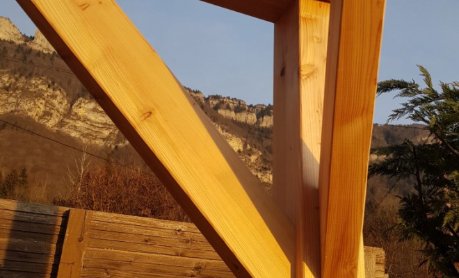  2021 Mars - Pergola en Mélèze sur Verel Pragondran (Savoie - 73), Chambéry, STRUCTURES BOIS & Compagnie