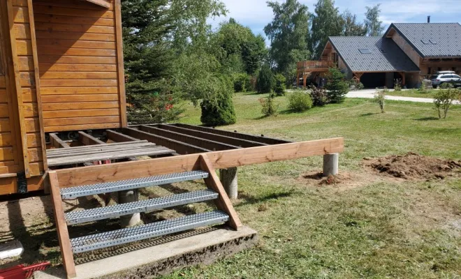  Agrandissement d'une terrasse bois Mélèze à La Féclaz - les Déserts (Savoie - 73), Chambéry, STRUCTURES BOIS & Compagnie