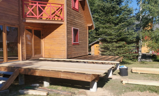  Agrandissement d'une terrasse bois Mélèze à La Féclaz - les Déserts (Savoie - 73), Chambéry, STRUCTURES BOIS & Compagnie