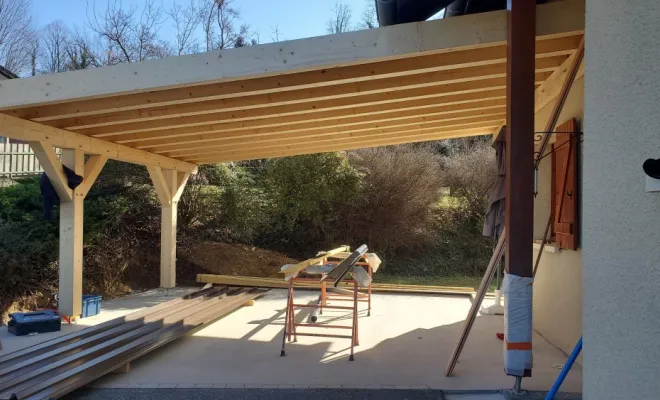  Construction d'un carport / garage voiture en Epicea contrecolle au Montcel (Savoie - 73), Chambéry, STRUCTURES BOIS & Compagnie