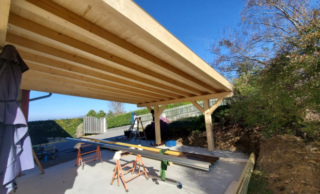  Construction d'un carport / garage voiture en Epicea contrecolle au Montcel (Savoie - 73), Chambéry, STRUCTURES BOIS & Compagnie