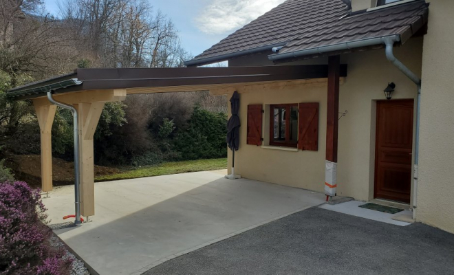  Construction d'un carport / garage voiture en Epicea contrecolle au Montcel (Savoie - 73), Chambéry, STRUCTURES BOIS & Compagnie