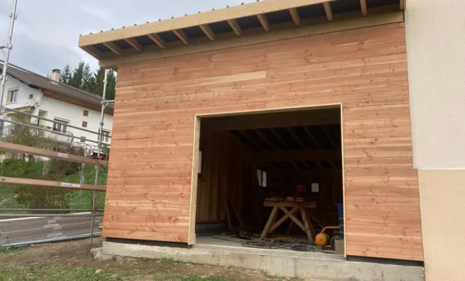  Construction d'une extension bois faisant office de garage atelier à Chambéry (Savoie - 73), Chambéry, STRUCTURES BOIS & Compagnie