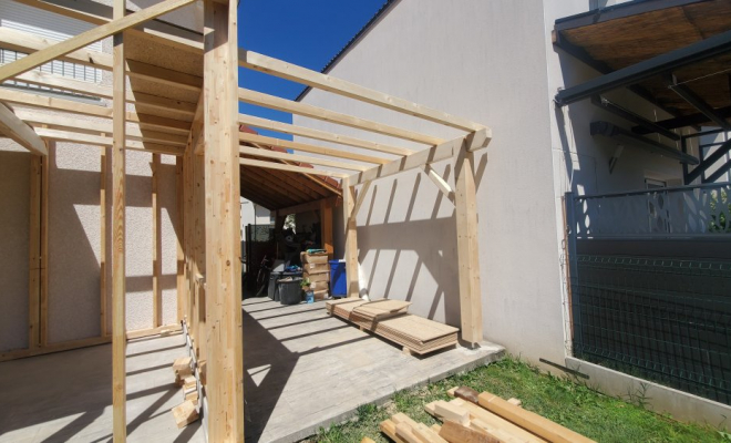  Construction d'une extension de maison de 40m² en ossature bois à Pontcharra (Isère - 38), Chambéry, STRUCTURES BOIS & Compagnie