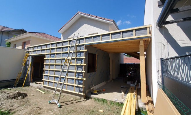  Construction d'une extension de maison de 40m² en ossature bois à Pontcharra (Isère - 38), Chambéry, STRUCTURES BOIS & Compagnie