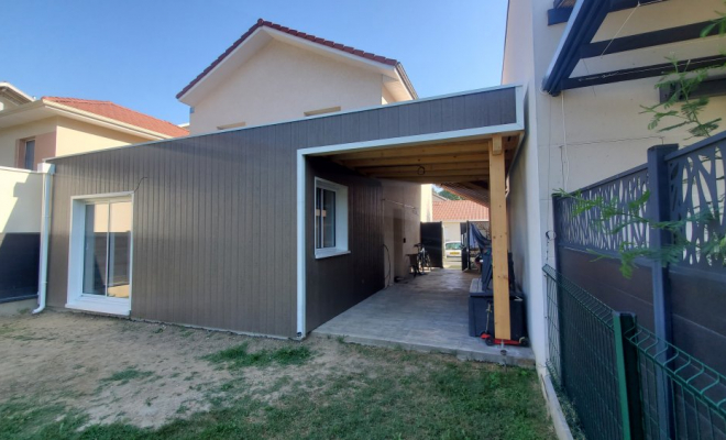  Construction d'une extension de maison de 40m² en ossature bois à Pontcharra (Isère - 38), Chambéry, STRUCTURES BOIS & Compagnie