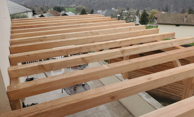  Construction d'une pergola XXL en bois Mélèze à Venthon près d'Albertville (Savoie - 73), Chambéry, STRUCTURES BOIS & Compagnie