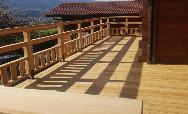  Rénovation / Agrandissement d'une terrasse sur poteaux en mélèze près de Rumilly en Haute Savoie, Chambéry, STRUCTURES BOIS & Compagnie