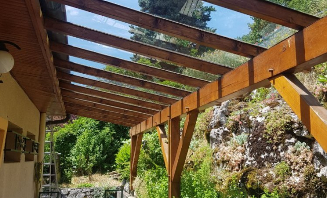  Rénovation d'une pergola en bois et vitrée sur mesure à St Alban Leysse près de Chambéry, Chambéry, STRUCTURES BOIS & Compagnie